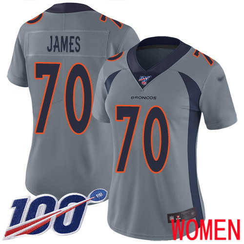 Women Denver Broncos #70 Ja Wuan James Limited Silver Inverted Legend 100th Season Football NFL Jersey